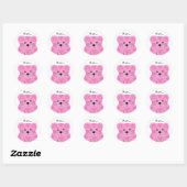 Roze Cartoon Tijger Ronde Sticker (Vel)