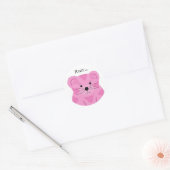 Roze Cartoon Tijger Ronde Sticker (Envelop)