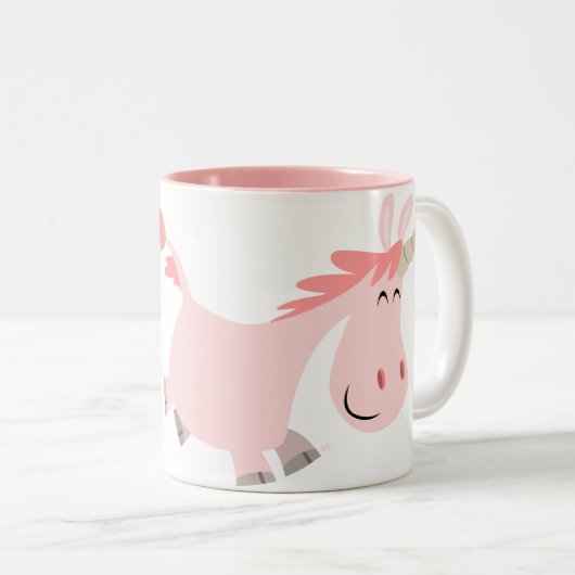 Roze Cartoon Unicorn mok (Voorkant rechts)