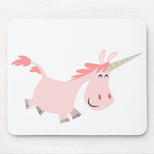 Roze Cartoon Unicorn mousepad Muismat (Voorkant)