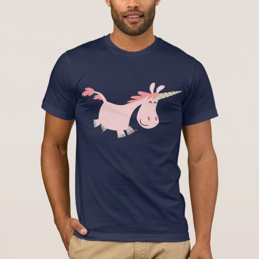 Roze Cartoon Unicorn T-shirt (Voorkant)