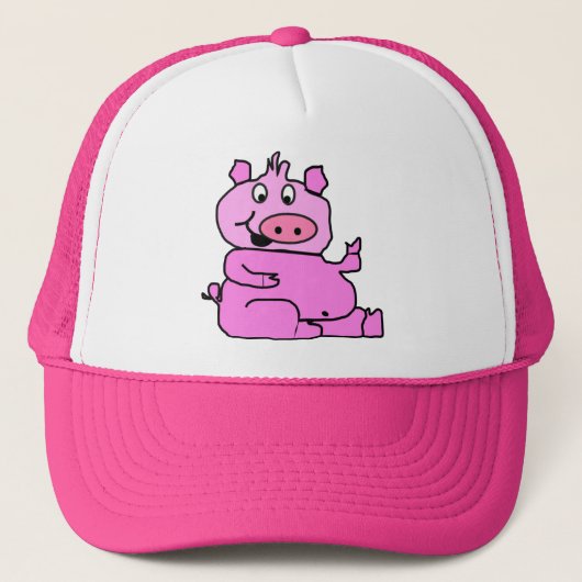 Roze Cartoon Varkenspijn Pet (Voorkant)