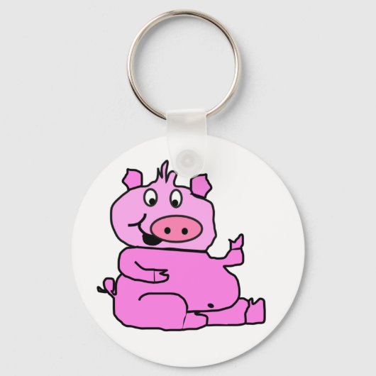 Roze Cartoon Varkenssleutelhanger Sleutelhanger (Voorkant)