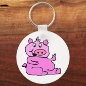 Roze Cartoon Varkenssleutelhanger Sleutelhanger (Voorkant)
