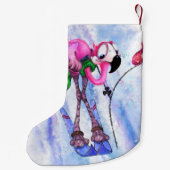 Roze Cartoon voor kerststaart met roze flamingo Kleine Kerstsok (Achterkant)