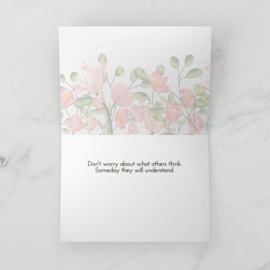 Roze Cartoon voor moed Kaart (Binnen)