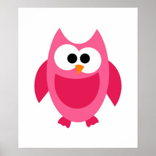 Roze Cartoon voor vogelpest Poster