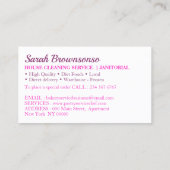 Roze Cartoon Vrouw Blauwe Ogen Bakkerijkdarm Visitekaartje (Achterkant)