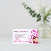 Roze Cartoon Vrouw Blauwe Ogen Bakkerijkdarm Visitekaartje (Staand voorkant)