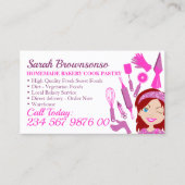 Roze Cartoon Vrouw Blauwe Ogen Bakkerijkdarm Visitekaartje (Voorkant)