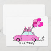 Roze Cartoon wagen Weddenschap Kaart (Voorkant / Achterkant)