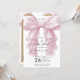 Roze Cascade Plissé Boog Klasse Baby Shower Kaart