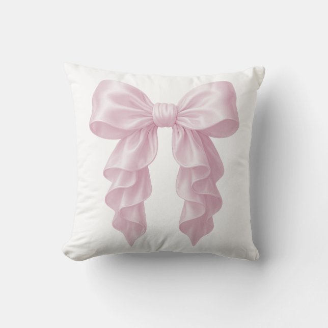 Roze Cascade Plissé Lint Elegant Verwend Girly Kussen (Voorkant)