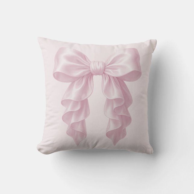 Roze Cascade Plissé Lint Elegant Verwend Girly Kussen (Voorkant)