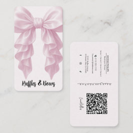 Roze Cascade Plissé Lint Elegante Luxe Boetiek QR Visitekaartje