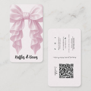 Roze Cascade Plissé Lint Elegante Luxe Boetiek QR Visitekaartje