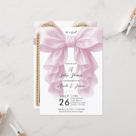 Roze Cascade Plissé Lint Klasse Baby Shower Kaart