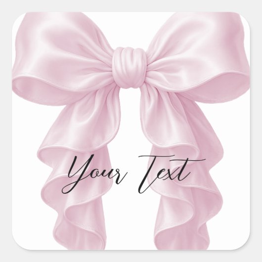 Roze Cascade Plissé Lint Klasse Bruiloftsfeest  Vierkante Sticker (Voorkant)