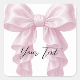 Roze Cascade Plissé Lint Klasse Bruiloftsfeest  Vierkante Sticker