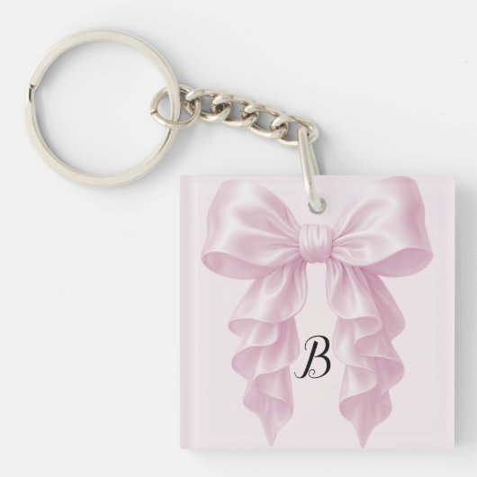Roze Cascade Plissé Lint Klasse Posh Sleutelhanger (voorkant)