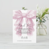 Roze Cascade Ruffle Bow Bruids bruiloft Dank u Kaart (Staand voorkant)