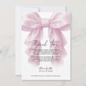 Roze Cascade Ruffle Bow Bruids bruiloft Dank u Kaart (Voorkant)