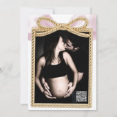 Roze Cascade Ruffle Bow Classy Baby shower Kaart (Achterkant)