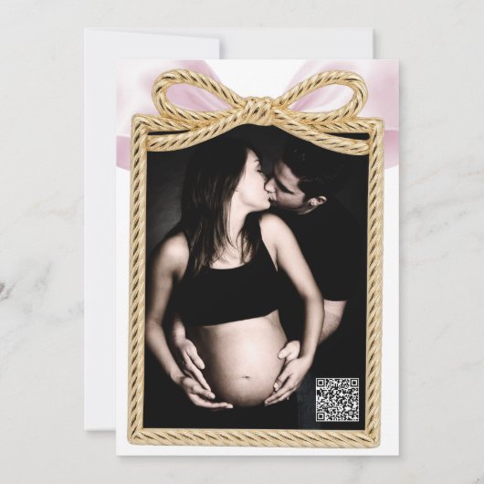 Roze Cascade Ruffle Bow Classy Baby shower Kaart (Achterkant)