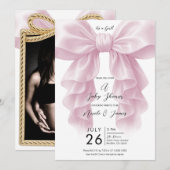 Roze Cascade Ruffle Bow Classy Baby shower Kaart (Voorkant / Achterkant)