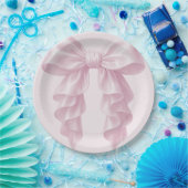 Roze Cascade Ruffle Bow Classy Posh Papieren Bordje (Feest)
