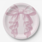 Roze Cascade Ruffle Bow Classy Posh Papieren Bordje (Voorkant)