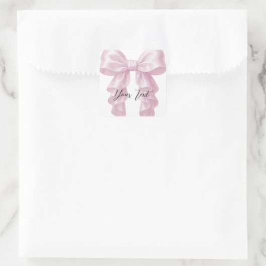 Roze Cascade Ruffle Bow Classy Vrijgezellenfeest Vierkante Sticker (Tas)