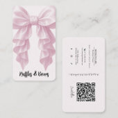 Roze Cascade Ruffle Bow Elegante Posh Boutique QR Visitekaartje (Voorkant / Achterkant)