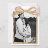 Roze Cascade Ruffle Bow Tying Knot Vrijgezellenfee Kaart (Achterkant)