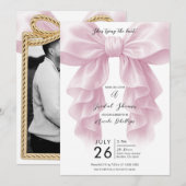 Roze Cascade Ruffle Bow Tying Knot Vrijgezellenfee Kaart (Voorkant / Achterkant)