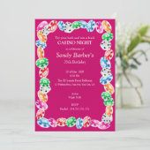 Roze Casino Night Birthday Party Invitation Kaart (Staand voorkant)