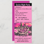 Roze Casino Night Theme Party nodigt uit Kaart (Voorkant / Achterkant)