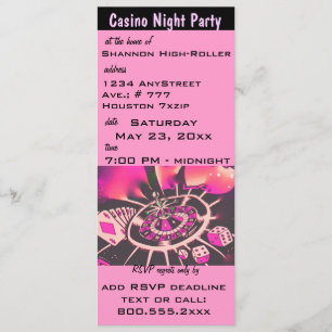 Roze Casino Night Theme Party nodigt uit Kaart