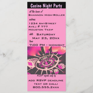 Roze Casino Night Theme Party nodigt uit Kaart