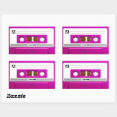 Roze cassette rechthoekige sticker (Vel)