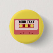 Roze cassette ronde button 3,2 cm (Voorkant)