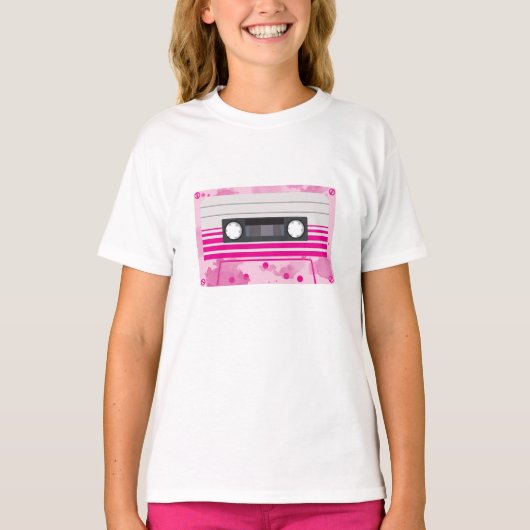 Roze Cassettebandje met Roze Splashes T-shirt (Voorkant)