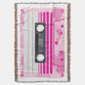 Roze Cassettebandje met Roze Waterverf Splashes Deken (Voorkant Verticaal)