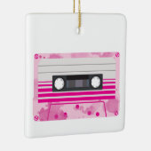Roze Cassettebandje met Roze Waterverf Splashes Keramisch Ornament (Rechts)