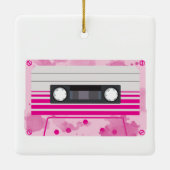 Roze Cassettebandje met Roze Waterverf Splashes Keramisch Ornament (Achterkant)