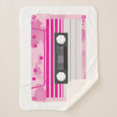 Roze Cassettebandje met Roze Waterverf Splashes Sherpa Deken (Voorkant)