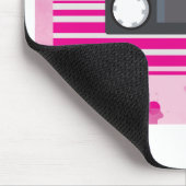 Roze cassettebandje met roze waterverfspetters muismat (Hoek)