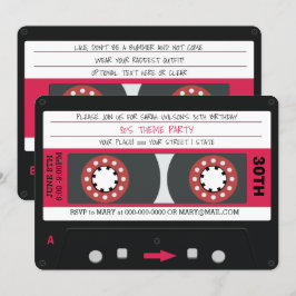 Roze Cassettebandje retro 80s Birthday Party Invit Kaart