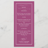 Roze Cassis Eenvoudig Elegant 4x9 Bruiloft Menu (Voorkant)
