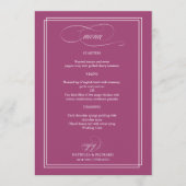Roze Cassis Elegant Trouwmenu Menu (Voorkant)
